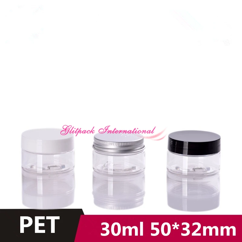 

100pcs 30g Small Plastic Eyeshadow Container 1OZ Empty Facial Cream Jar Refillable Bottles Transparent Packaging w/ inner lid