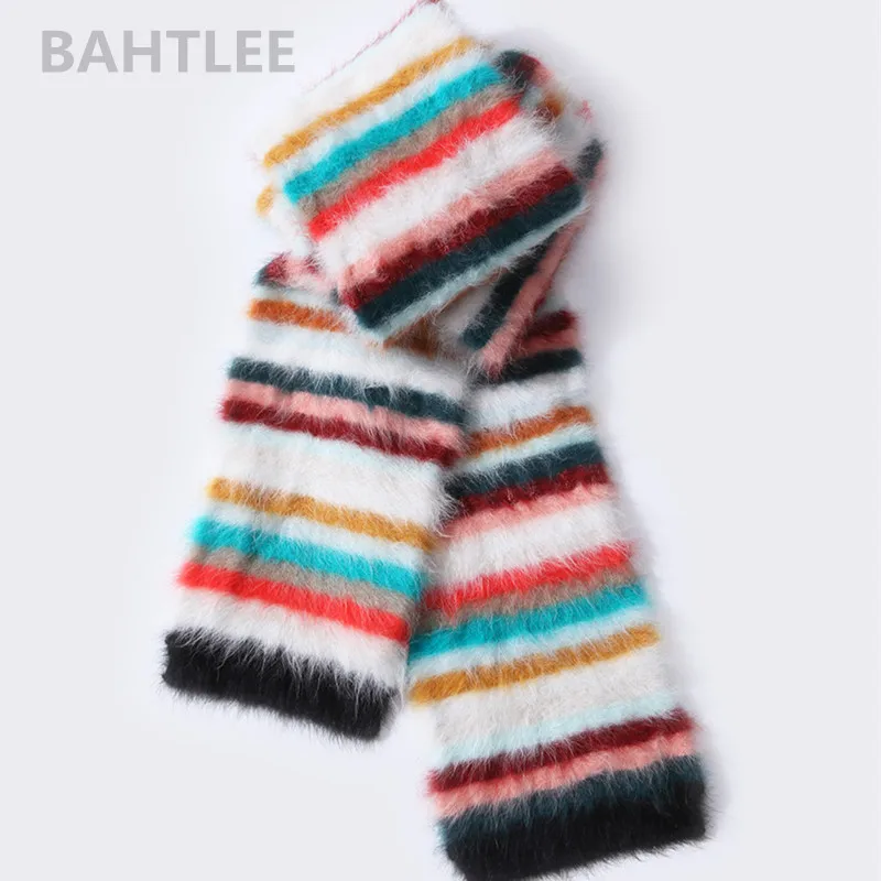 BAHTLEE-Lenço de Irdescência Super Longa Feminina, Tricô Angola, Manter Quente, Estilo de Marca Moda, Perfeito Neutro, Inverno