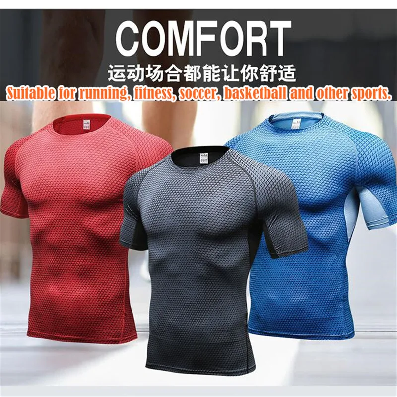 Mężczyźni Pro Shaper bielizna kompresyjna 3D Print Tight T-shirt, fajny elastyczny pot szybkoschnący Wicking Sport fitness krótki rękaw