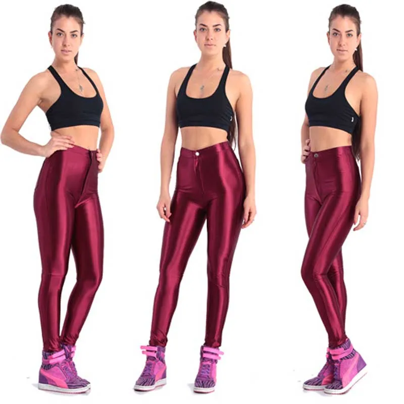 Mallas informales fluorescentes para mujer, Leggings brillantes de talla grande Multicolor, Pantalón deportivo, ropa elástica