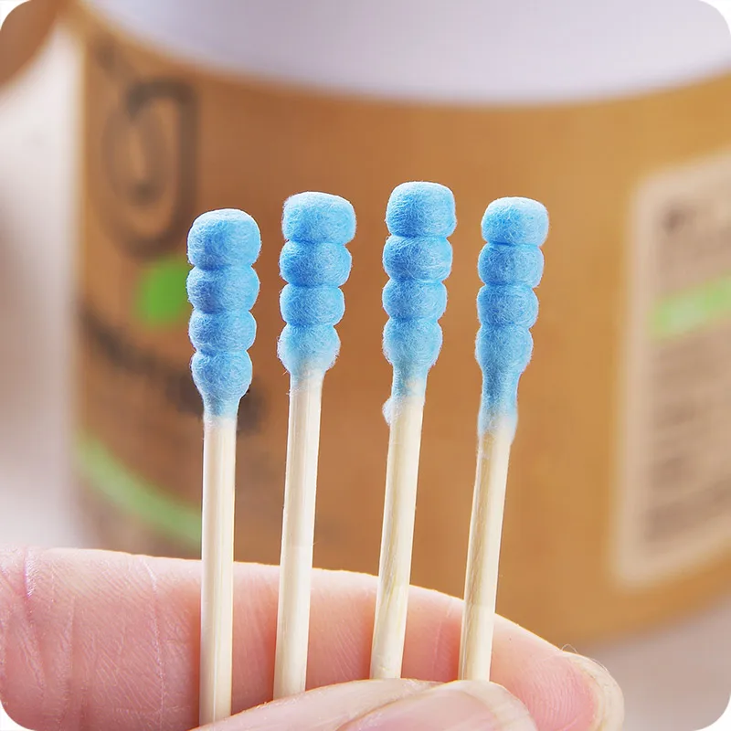 FM 200pcs Tampons Bamboo Cotton Swabs Wood Sticks Cotton Buds Double-headed cleaning of ears microbrush micro-scrapers