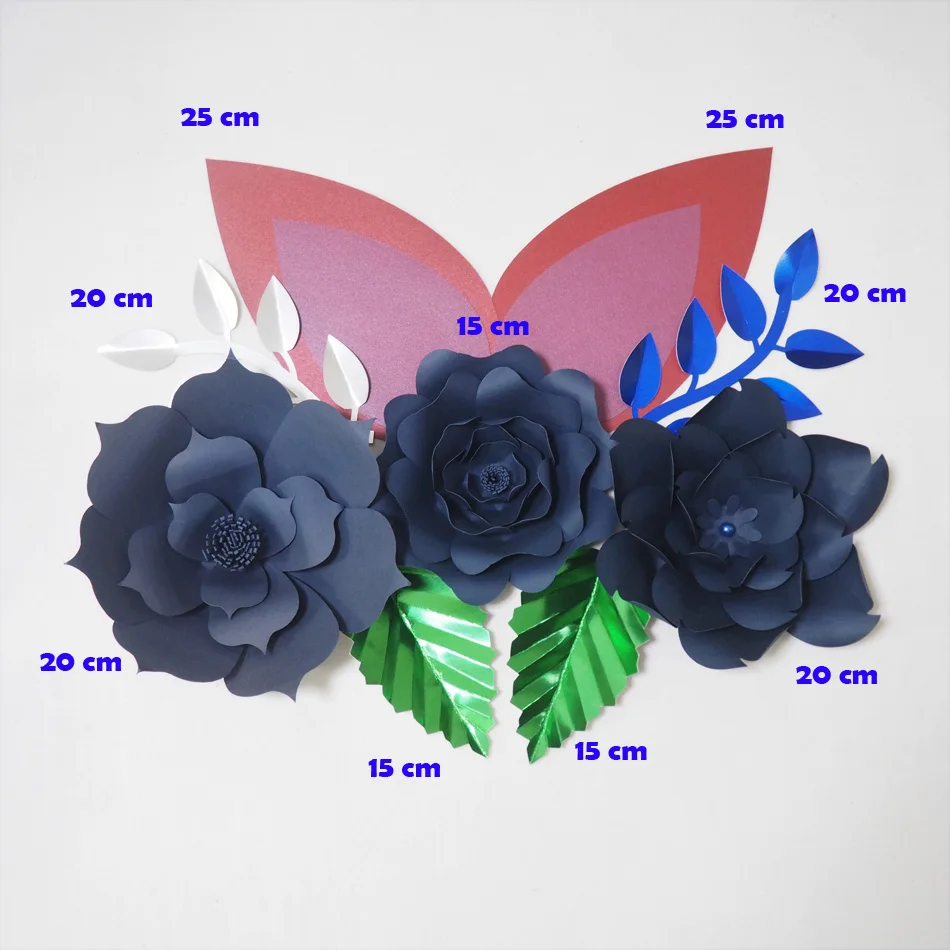 

DIY Giant Paper Flowers Artificial Rose Fleurs Artificielles Backdrop 3pcs+ 4 Leave + 2 Ears Wedding Nursery Decor With Video