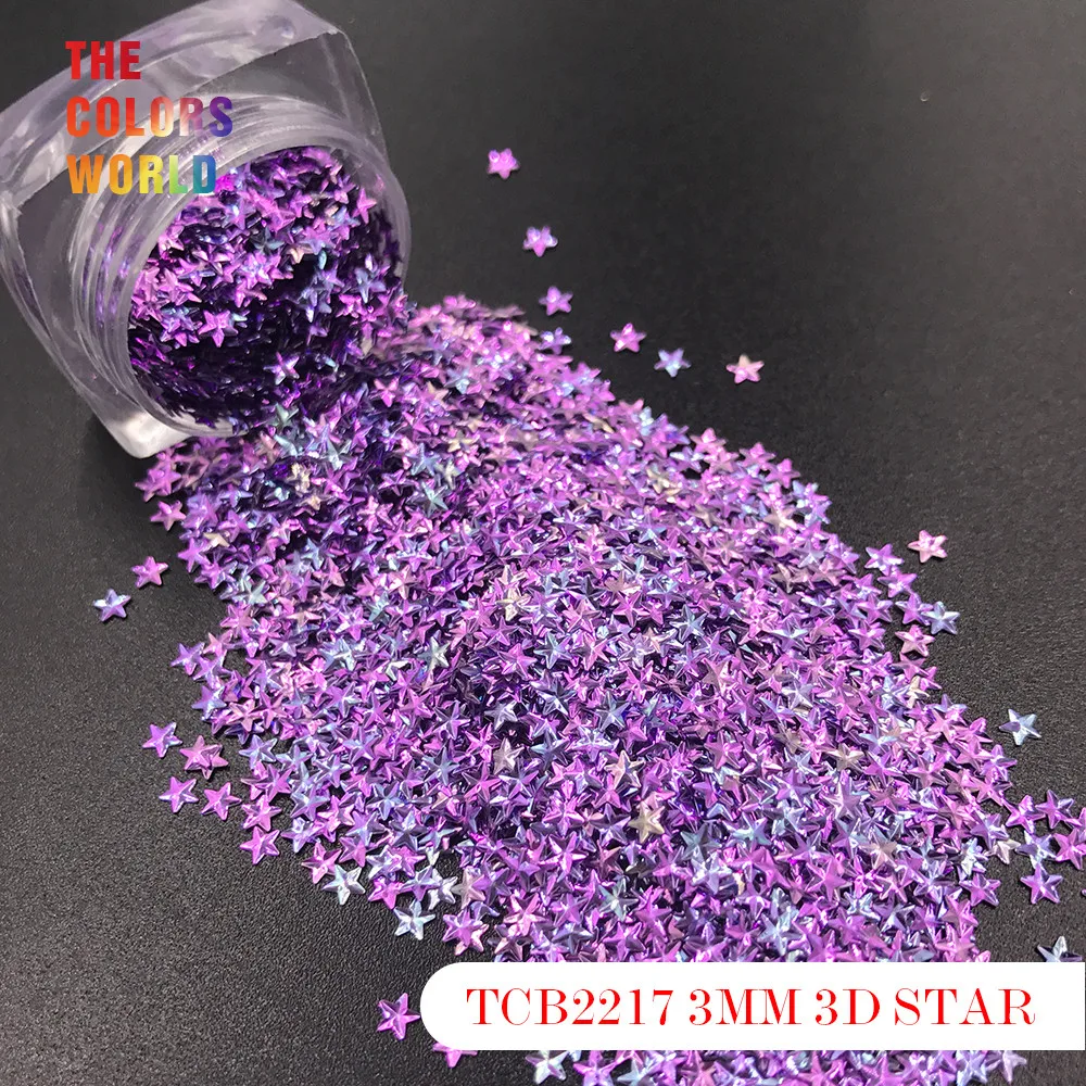 TCT-176 Star Shape 3D Effect Colorful Glitter 3MM For Nail Glitter Nail art Nail Gel Decoration Makeup Facepaint DIY Decoration