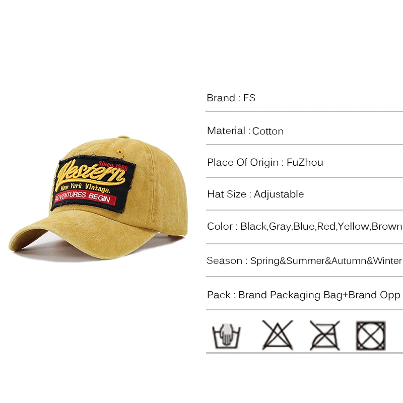 FS 2024 Red Yellow Vintage Brand Baseball Hat For Men Women Casual Sunshade Face Cap Outdoor Sports Trucker Hats Casquette Femme