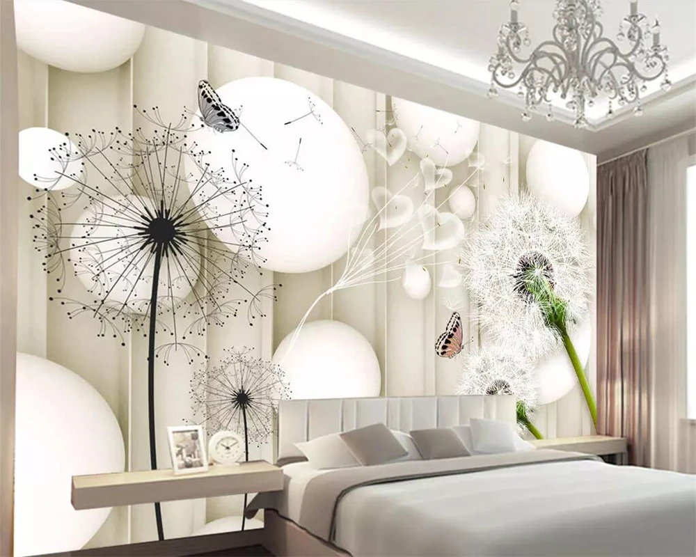 

Beibehang Custom wallpaper 3d ball dandelion beige simple TV background wall home decoration living room bedroom 3d wallpaper