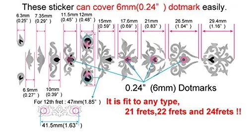 Fretboard Markers Inlay Sticker Decals for Guitar & Bass - Garcia Deluxe - WP