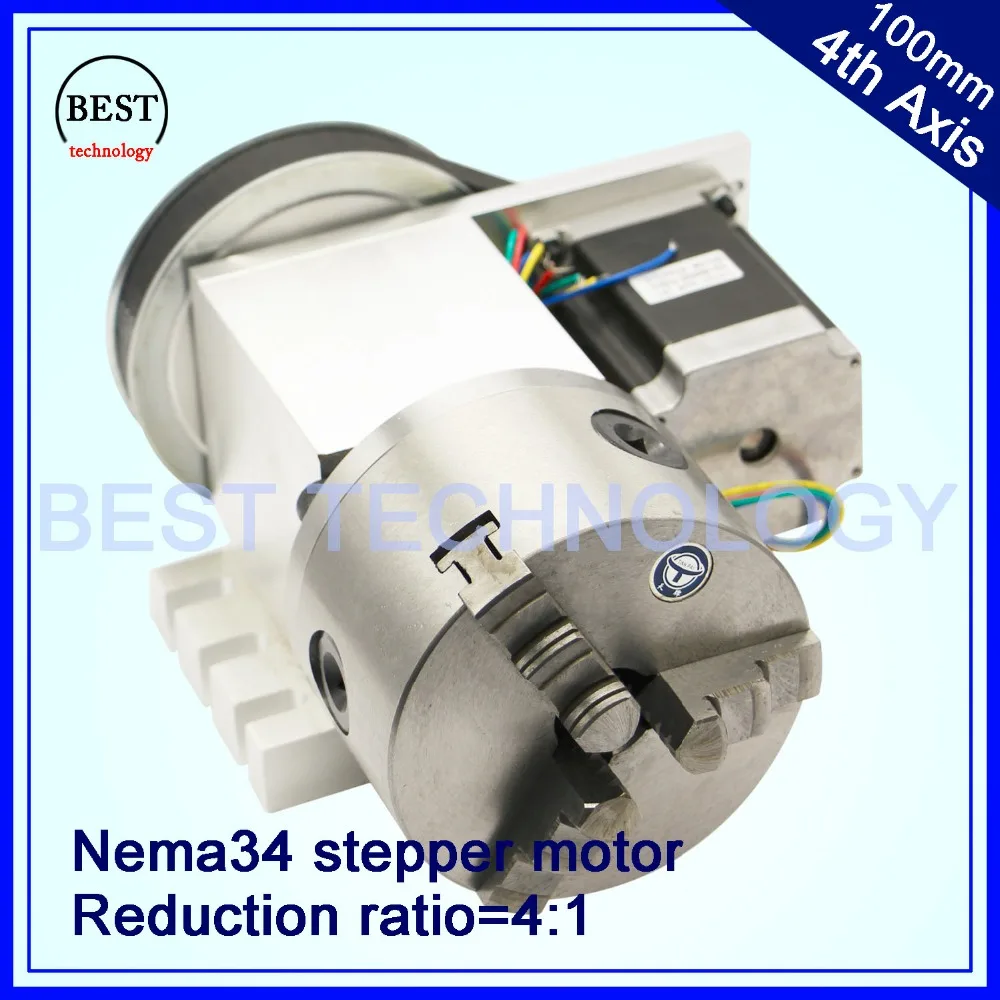 100mm CNC 4th Axis CNC dividing head/Rotation Axis/A axis kit  Reduction ratio 4:1 with Nema34 stepper motor