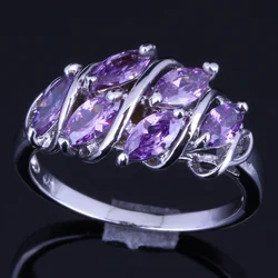 Good-Looking Purple Cubic Zirconia Silver Plated Ring V0124