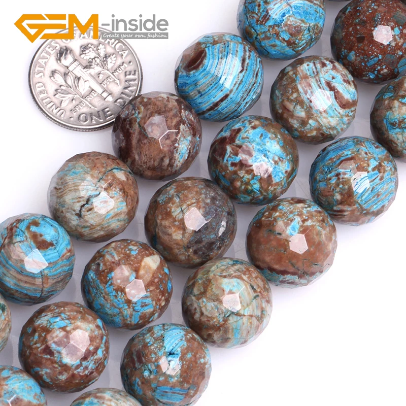 GEM-inside 4mm-14mm Round Faceted Crazy Lace Agat e(dyed color)Stone Beads Loose Beads For Bracelet Making Strand 15 inches DIY!