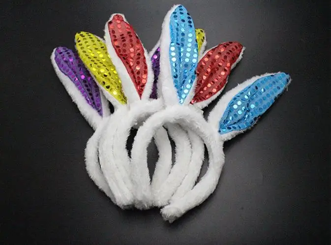 

Free shipping 100pcs/lot 7color Rabbit Ear Head Band flashing led bunny ears led headwear LED Light Up Hairband for Party