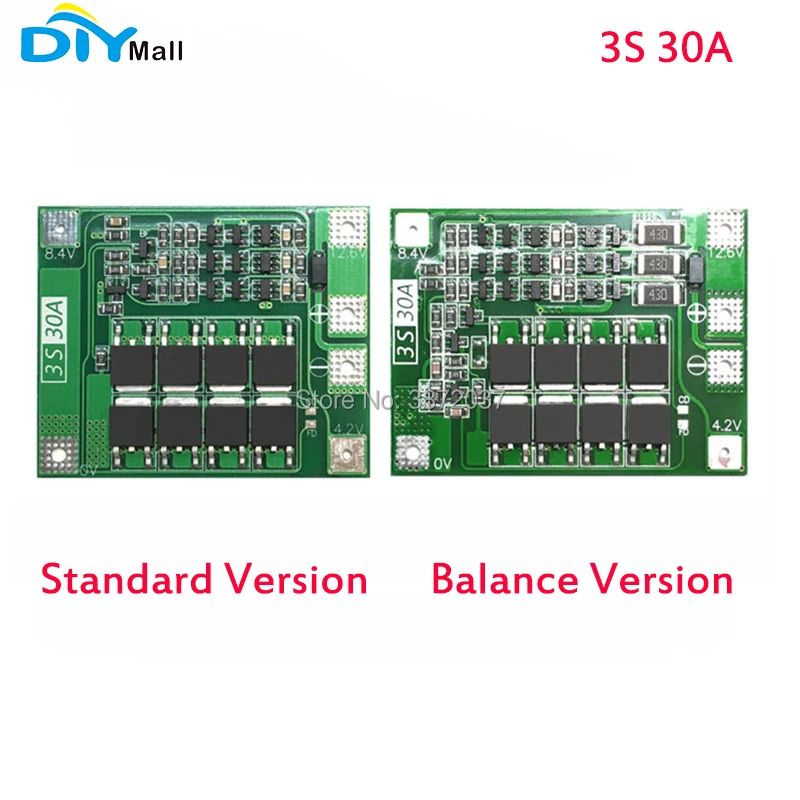 DIYmall 3 S 30A BMS Bordo 18650 Litio Batteria Protezione Bordo con equalizzazione Drive trapano 30A corrente Standard di Equilibrio