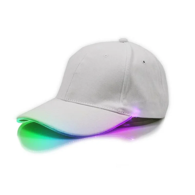 50pcs LED Light Hat Glow White Black Fabric For Adult Baseball Caps Luminous 7 Colors Adjustment Size Xmas Party Decor ZA5188