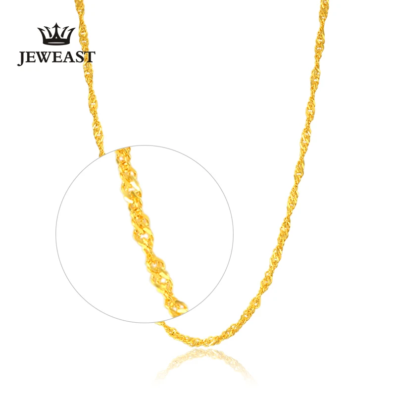 

DCZB 24K Pure Gold Necklace Real AU 999 Solid Gold Chain Nice Water Ripple Upscale Trendy Classic Fine Jewelry Hot Sell New 2023