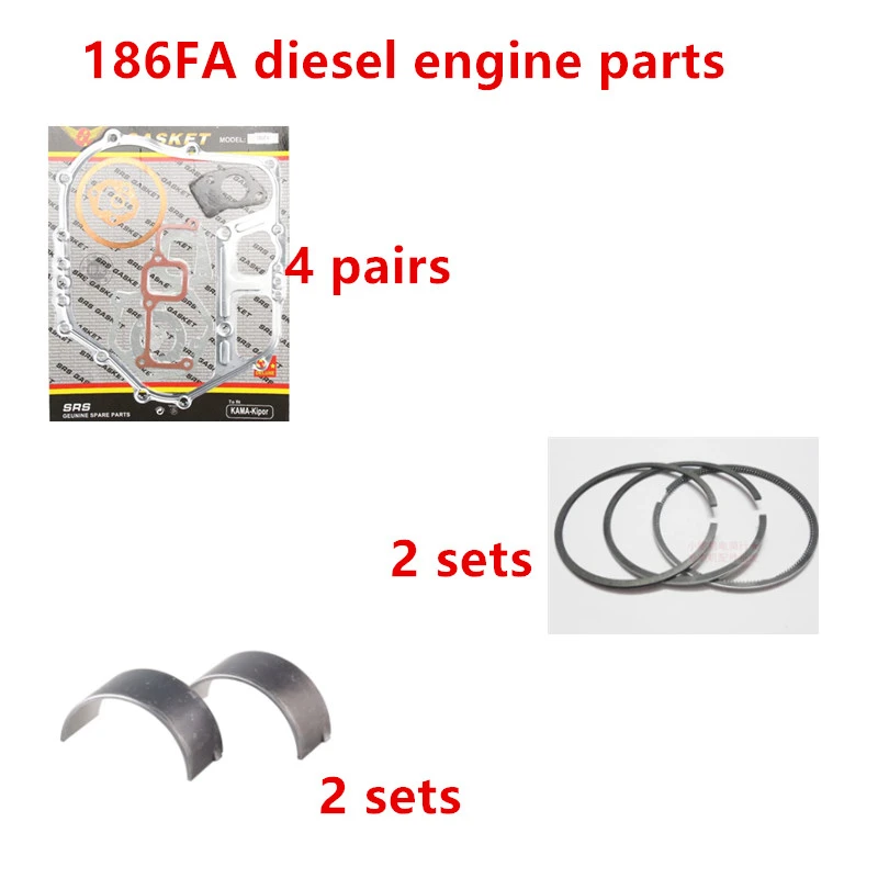 Diesel engine 186FA Piston ring full gasket connecting rod bearing suit for kipor kama