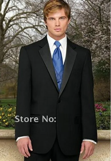 

Best Selling Custom Made High Quality Black Groom Mens Tuxedo Suits With Blue Vest,Bespoke Black Tuxedo,Tailored Lapel Mens Suit