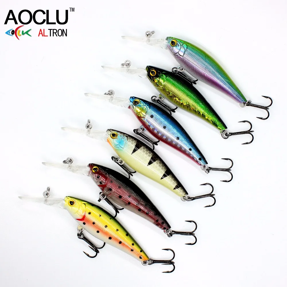 AOCLU Floating Wobbler 58mm 5.6g Dive 1.5m Hard Bait Minnow Jerk Crank Lure Saltwater Inshore Boat Bass Trout Fishing VMC Hook