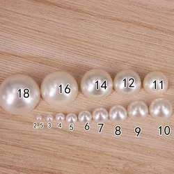 3/4/5/6/8mm Multi Size 500Pcs/lot White Ivory Color No holes Pearls Half Round Beads For DIY Craft Scrapbook Phone Decoration