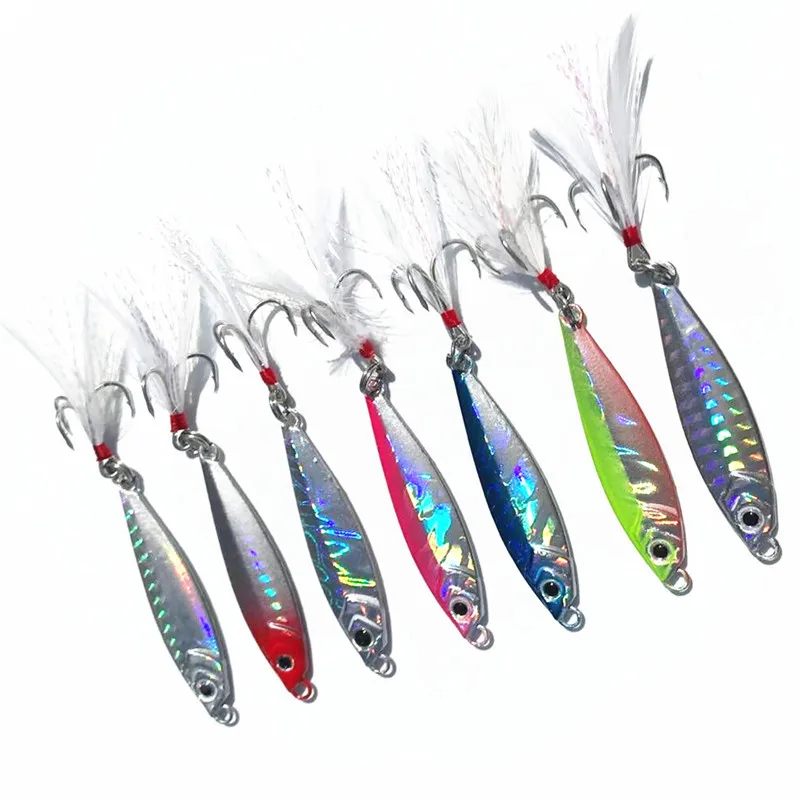 Fishing Lure Slow Shaking Jigs Shore Casting Jigbait Artificial Metal Lures 15g/5cm Lot 7 Pieces