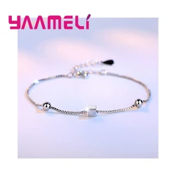 New Collections Exquisite Real 925 Sterling Silver Stars And Cube Two Options Box Chains Bracelets For Women Girls