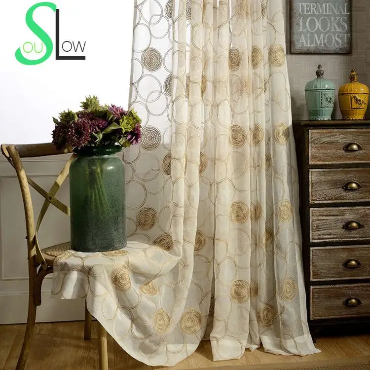 Slow Soul Rose Circle Customized Embroidered Floral Curtains For Living Room Curtain Tulle Kitchen Sheer Bedroom Chinese Luxury