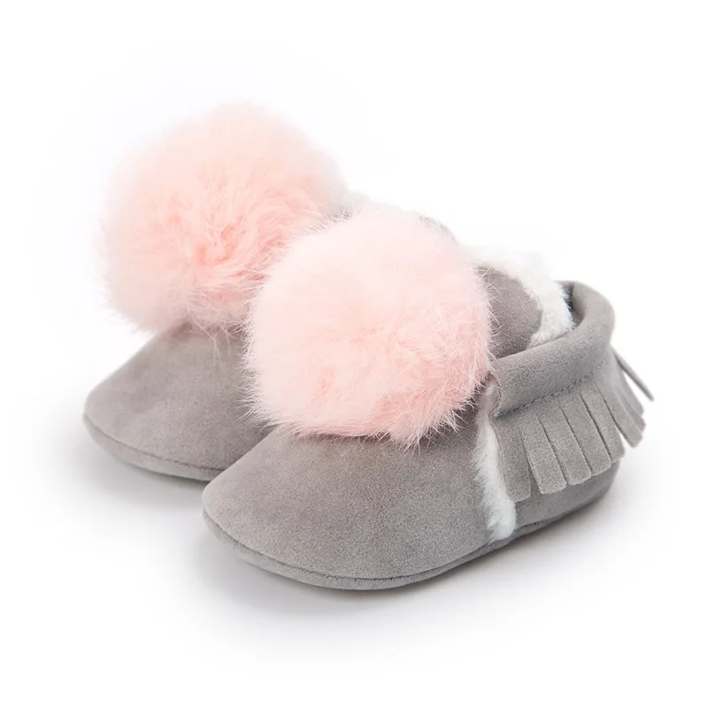 Female baby big fur shoes cute men and women baby toddler shoes Korean spring and autumn winter shoes cotton shoes 0-1 years old