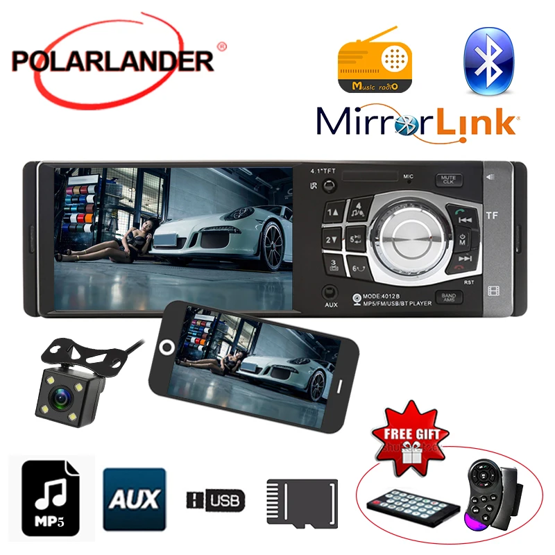 Autoradio radio cassette player 4.1 inch HD TFT car radio 12V car audio mp4 mp5 stereo 1080P SD/USB/AUX IN one din auto tapes