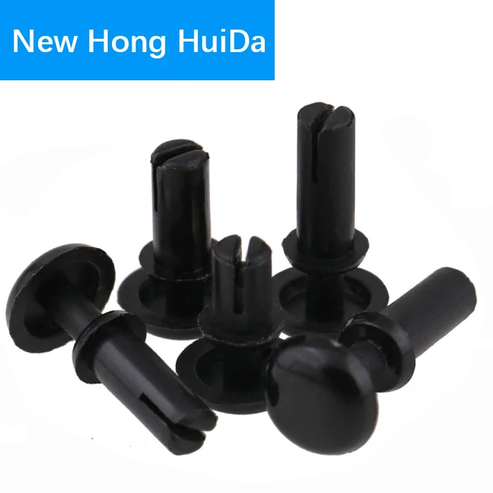 2/2.7/3.1/3.6/4.1/5.1/6.1mm Nylon Plastic R Type Expansion Rivet Nut Buckle Clip PC Board Rivet Fastener Black White