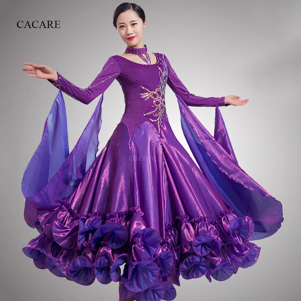 

Ballroom Waltz Dresses Dance Competition Dresses Ballroom Dress Standard Customized Size 8 Colors D0418 Rhinestones Big Hem