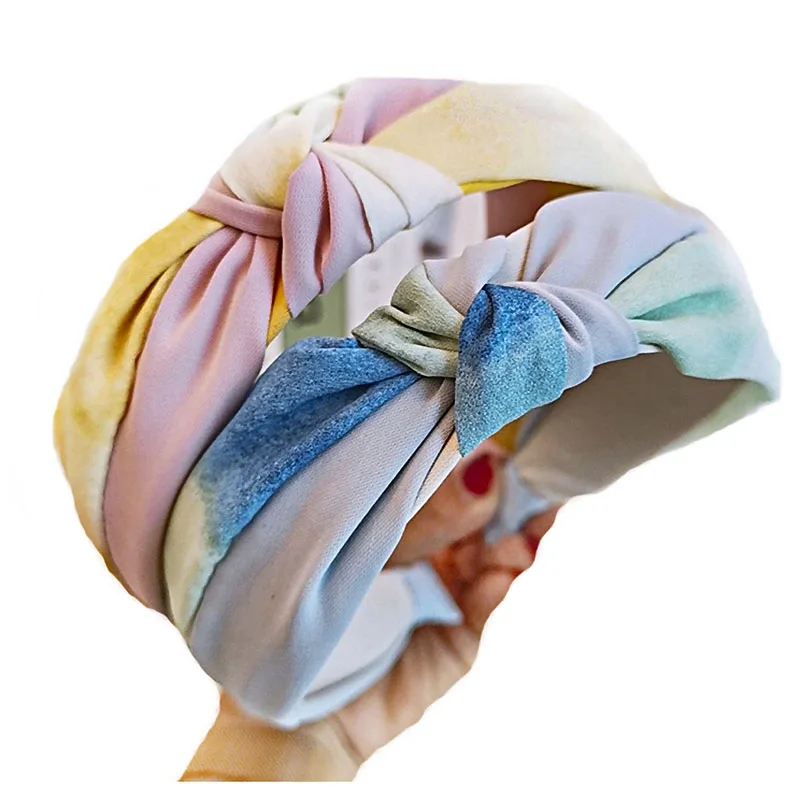 

Multicolor Tie Dye Headbands For Women New Summer Casual Polyester Hairbands Accessories Turban For Young Girls Ladies Hair Hoop