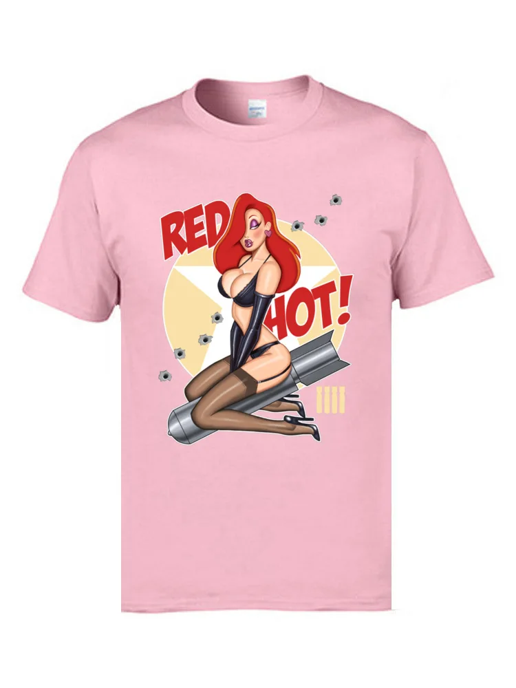 Pin Up Sexy Boom T Shirts Red Hot Bomb Weapon Print Adult Tops T Shirt Oversized Sex Warrior Funny Design T-Shirts Top Quality