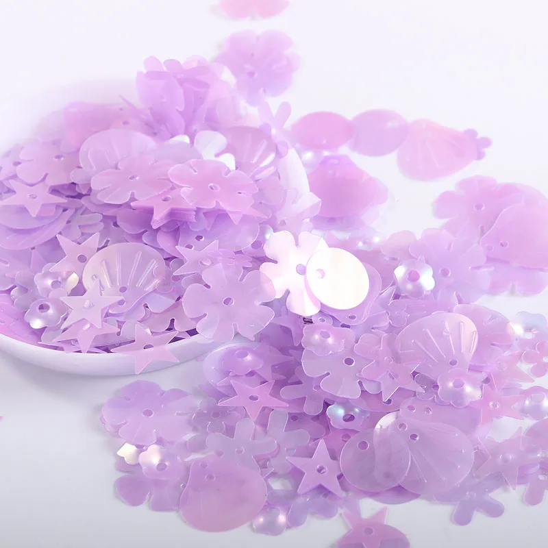 10g/Pack 3-14mm Matte Purple Star Flower Plum Shell Shapes Sequins Paillettes Wedding Decoration Confetti Glitter Accessories