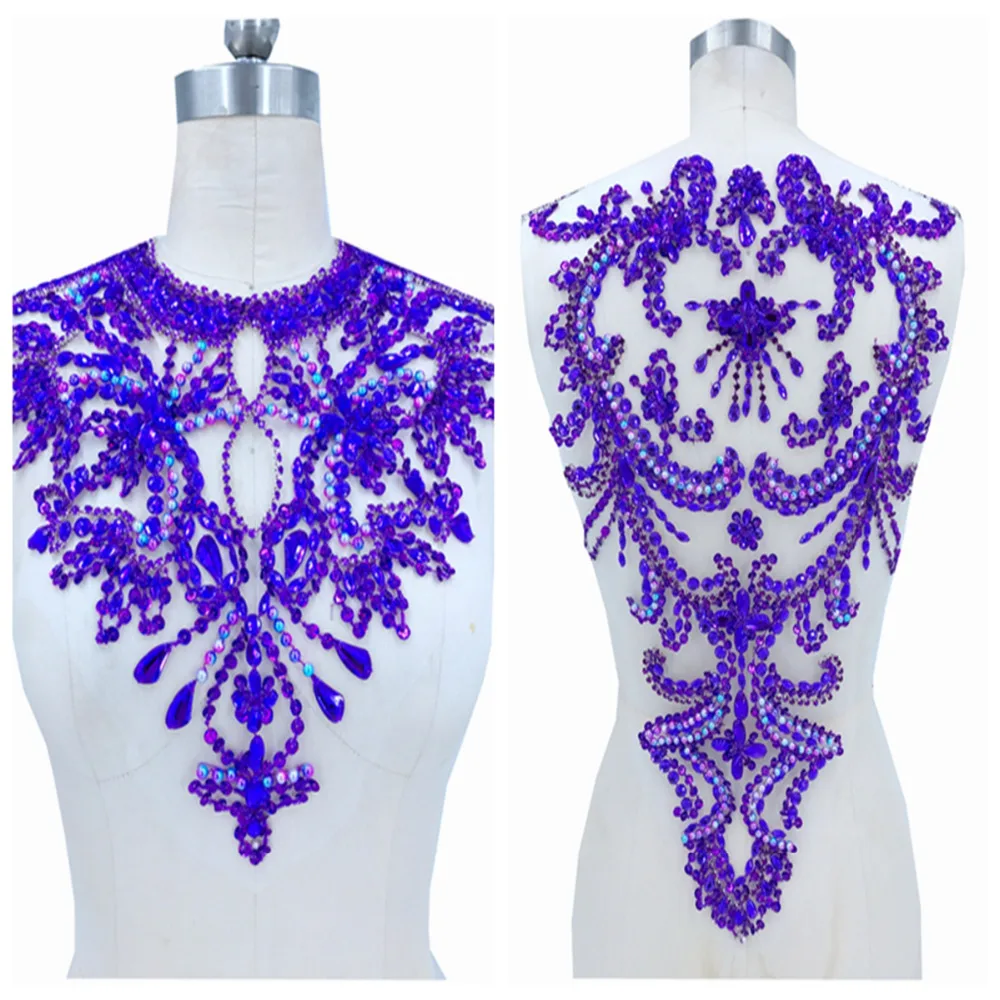 

Аппликация на сетке ручной работы, фиолетовая Стразы для шитья, аксессуары для платья 34*41 см * 52*32 см