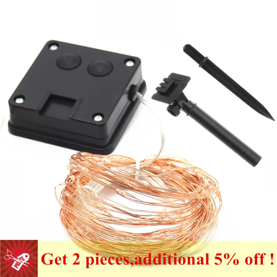 Outdoor String Garland Lights LED Copper Wire String Flasher Fairy Lights Waterproof Lamp With Solar Panel For Garden Decoration