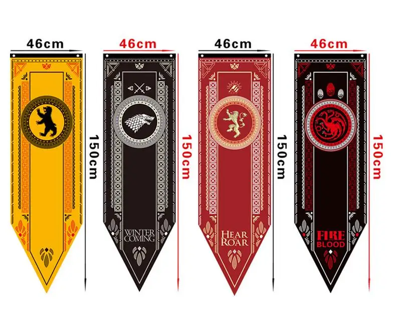 Game Of Families Flag Home Theme Party Decoration Wolf Dragon Polyester Banner Flag 45*150cm 12 colors for chose