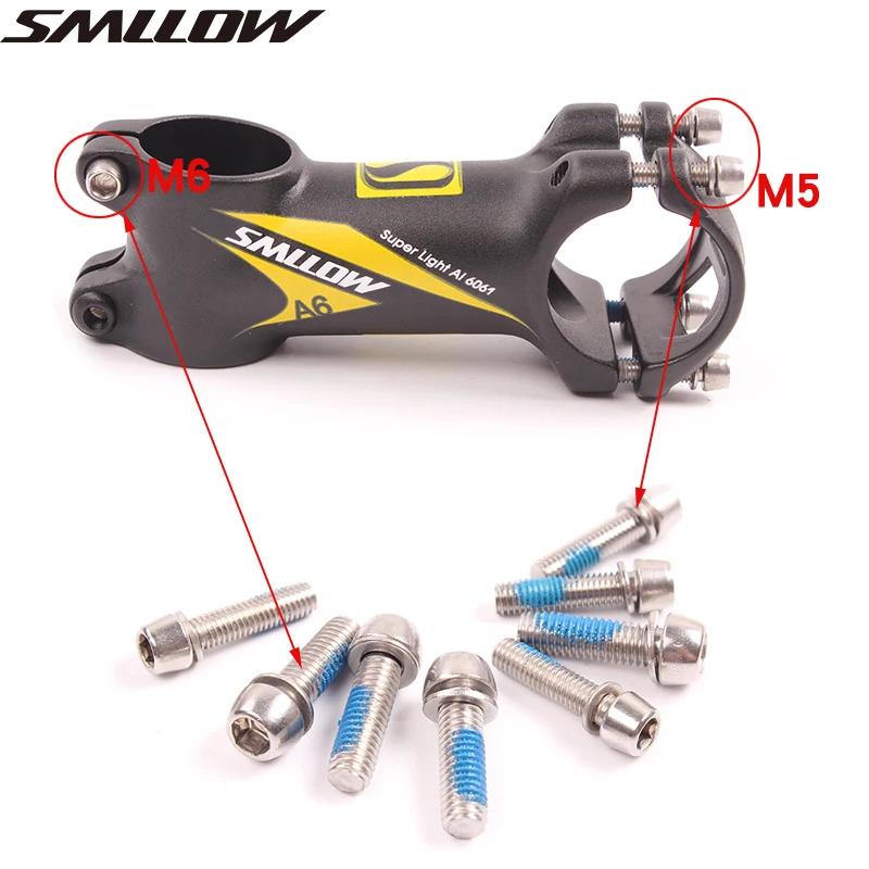 Bicycle Headset Stem Cap Screw Ultralight Stainless Bicycle Seat Disc Bolt M5 /M6 Mountain Bike Road Bike Riser Screw