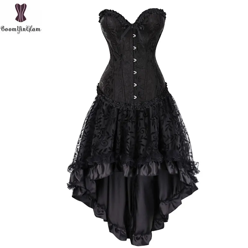 Vestido con corsé, traje, corpiño, Top y falda, Retro, Vintage, Cosplay, burlesco, talla grande, disfraz de mujer, conjunto de Gorset Steampunk,