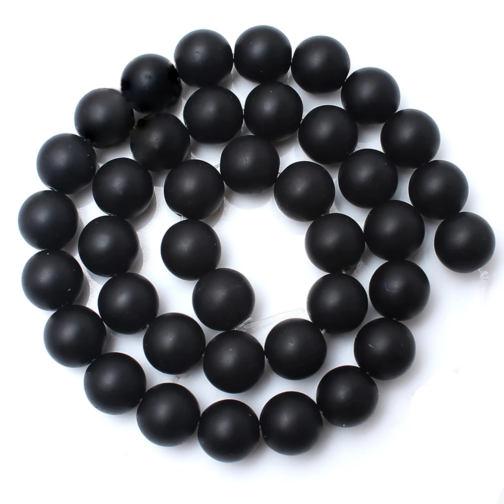 Wholesale 5 lots natural matte stone beads black agates onyx beads for jewelry making DIY bracelet Strand 15\