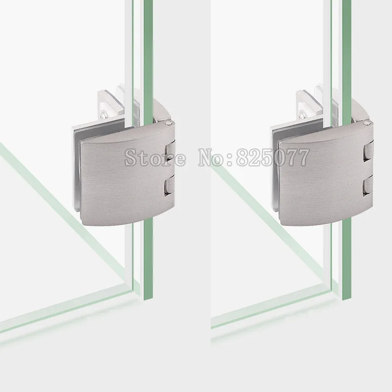 

8PCS Brushed zinc alloy arc bilateral glass hinge showcase glass door clamp cabinet clip for 5-10mm thickness glass JF1272