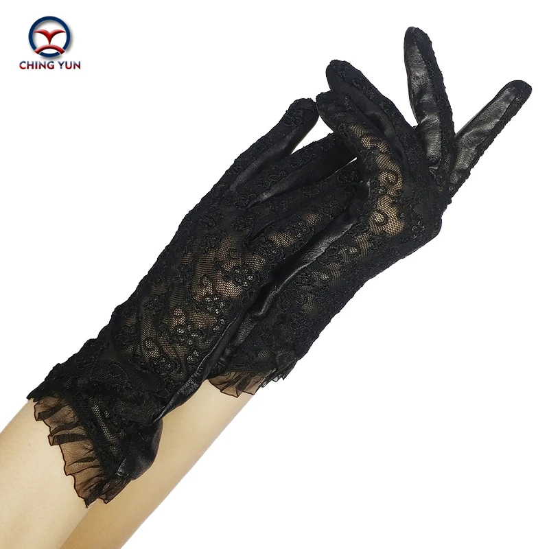 CHING YUN Women Lace Gloves 2019 New Spring Woman Ultra-thin Gloves Leather Solid Women\'s Fashion Soft Sheepskin Ladies Gloves