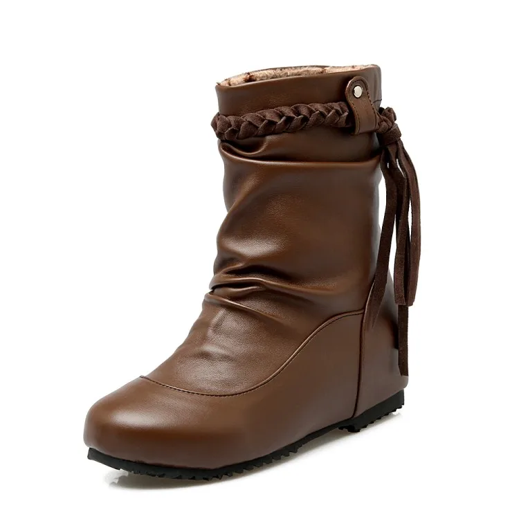 Big size 30-52 Botas Mujer Winter Boots New Round Toe Buckle Boots For Women Sexy Ankle Fashion Winter Shoes Casual 504