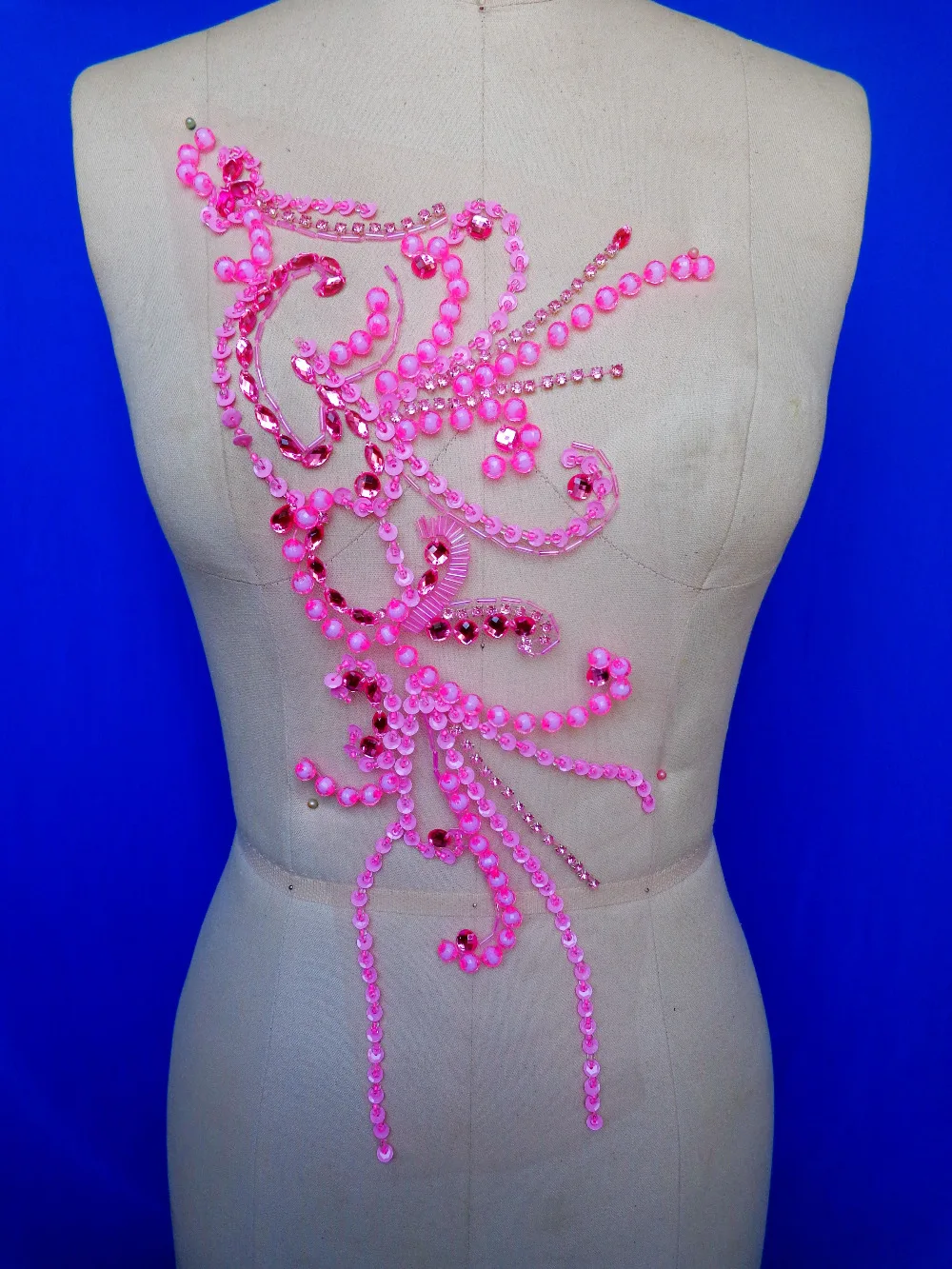 Zbroh New pure handmade strass applique 42*25cm cucire su cristalli rosa patch trim per abito accessori fai da te