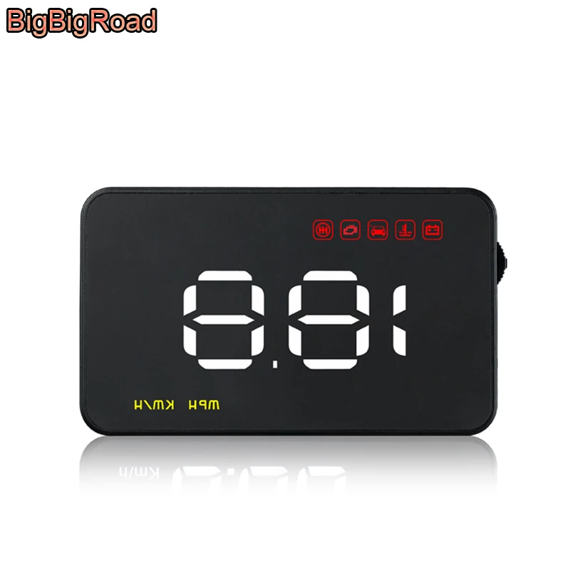 BigBigRoad Car HUD Head Up Display OBDII 2 EUOBD Interface Speedometer Windscreen Projector speed voltage Fuel Alarming