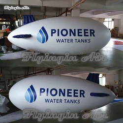 야외 광고 팽창식 제펠린 헬륨 풍선, PVC 화이트 플라잉 블램프, 공기 블로우 업 비행선, 퍼레이드 쇼
