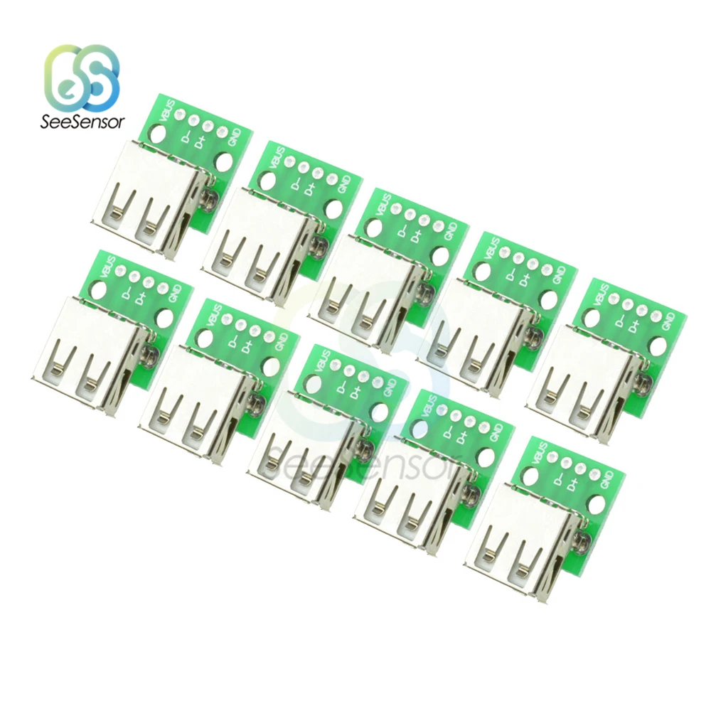 10Pcs Type A Female USB To DIP 2.54MM PCB Board Adapter Converter Connector For Arduino