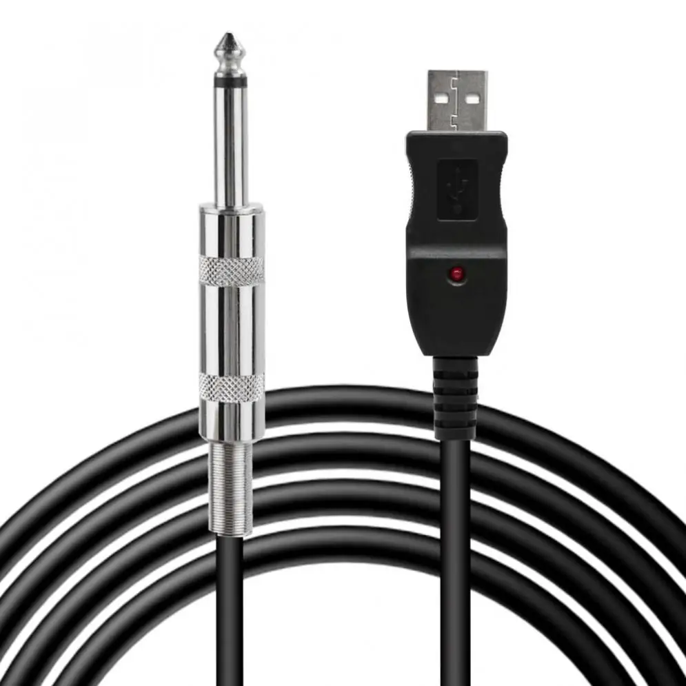 3m 10ft Guitar Bass USB to 1/4inch 6.35mm Jack Link Connection Cable Straight Plug