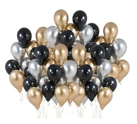 50pcs 12inch Mixed Gold Silver White Black Chrome Metallic Latex Helium Balloons Baby Bridal Shower Wedding event party Decor