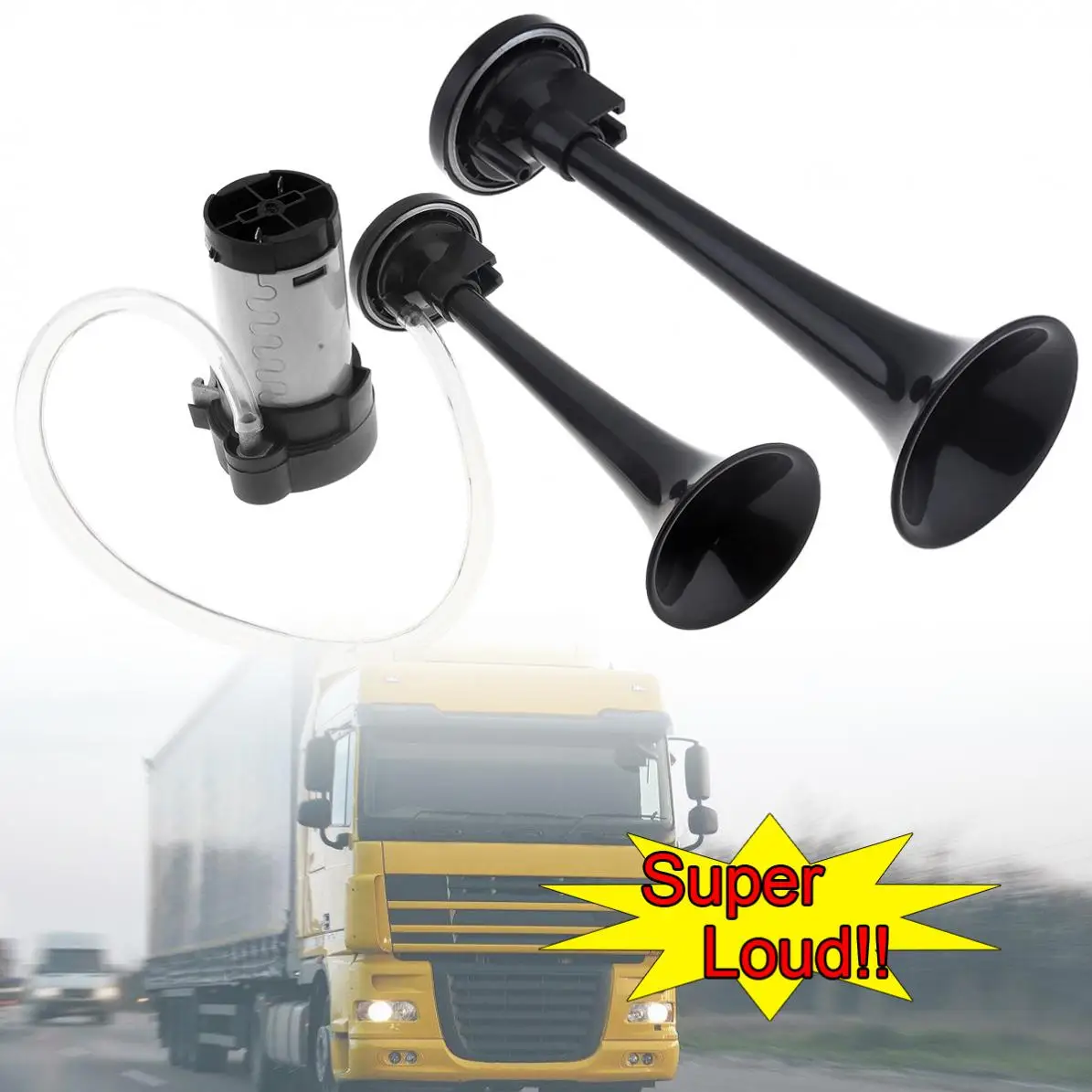 

12V 178DB Super Loud Dual Universal Car Trumpet Electronically Controlled Car Air Horn with Compressor for Cars / Trucks / Boats