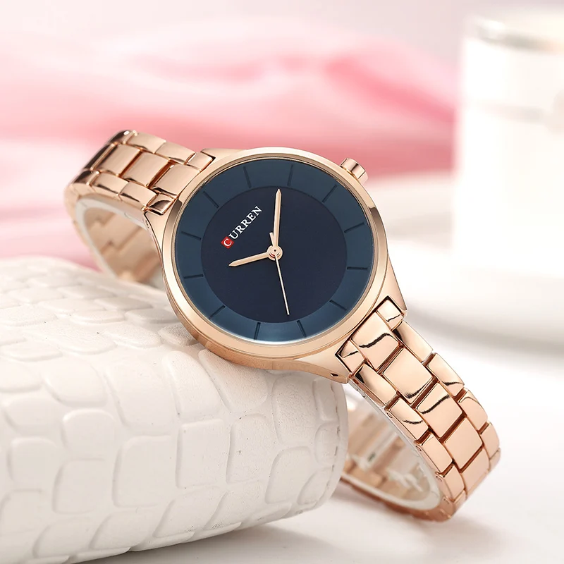 CURREN Top marque mode dames montres en acier inoxydable bande Quartz femme montre-bracelet dames cadeaux horloge Relogio Feminino