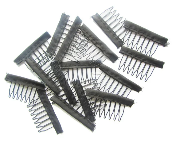 30pcs Black color wire wig clips with 7 teeth hair full lace wig combs snap cap hairpiece accessories styling tools