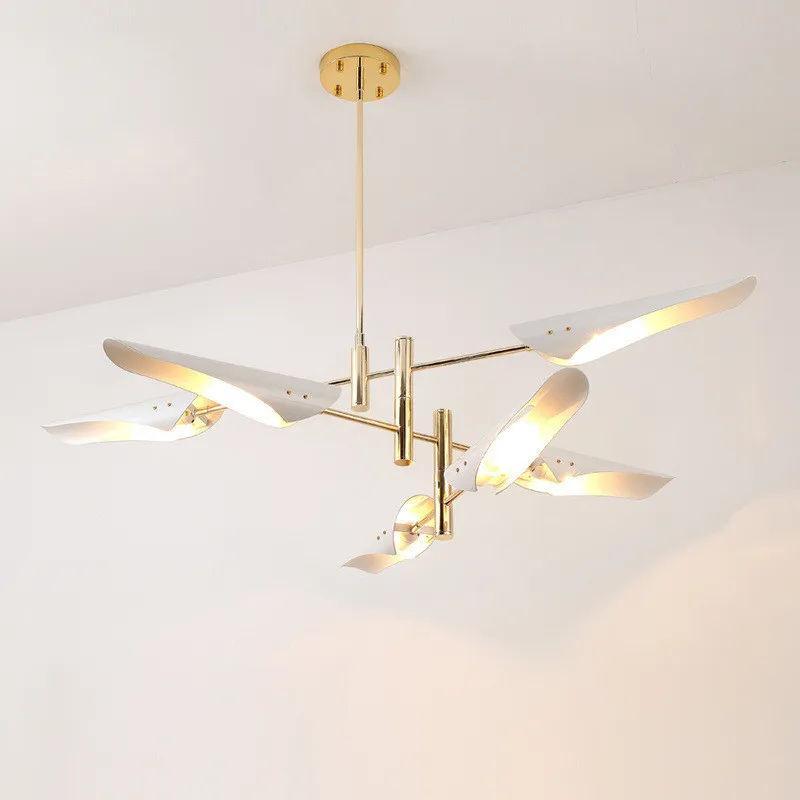 

Nordic Post-modern Living Room Led Chandelier Creative Desiger Coffee Shop Restaurant Bedroom Villa Lamp Metal Bevel Lamp